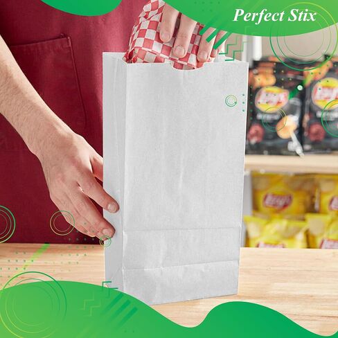 Perfect Stix 4lb Kraft White Paper Bags - Pack of 500 Count (Kraft White Bag 4lb) in Saudi Arabia