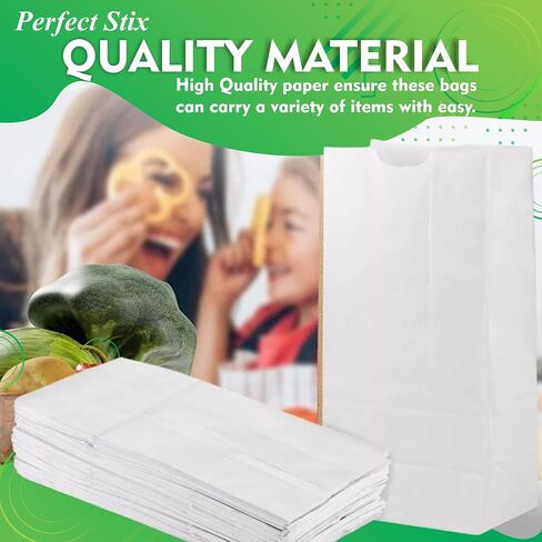 Perfect Stix 4lb Kraft White Paper Bags - Pack of 500 Count (Kraft White Bag 4lb) in Saudi Arabia