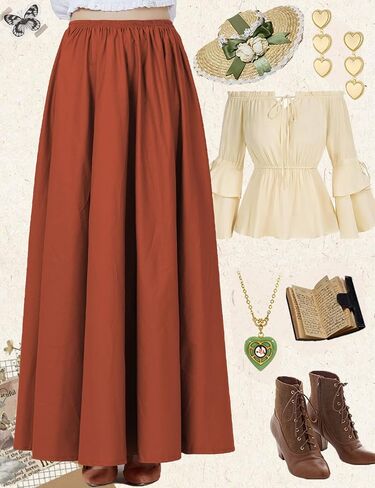 BEAUTELICATE Victorian Dress Renaissance Skirt Gypsy Long Maxi Medieval Skirt A-line Full Length in Saudi Arabia