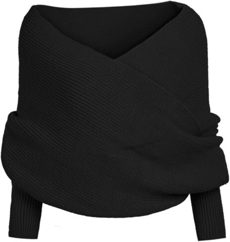 Women Fall Winter Snowfall Sweater Scarf with Sleeves Multi-Use Wrap Blanket Scarf Crochet Knitted Shawl Cape in Kuwait