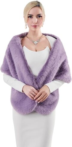 AMTFBY Women's Faux Fur Wrap Cross Shawl For Winter Evening Party Cape in Saudi Arabia
