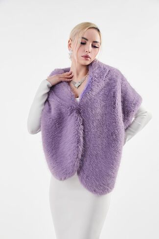 AMTFBY Women's Faux Fur Wrap Cross Shawl For Winter Evening Party Cape in Saudi Arabia