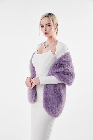 AMTFBY Women's Faux Fur Wrap Cross Shawl For Winter Evening Party Cape in Saudi Arabia