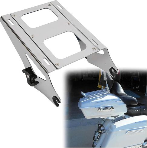 ECOTRIC 2 Two Up Tour Pack Mounting Rack Compatible with Harley Davidson Touring 2014-2024 Road King Street Glide Road Glide Electra Glide Detachable Mount Luggage Rack (Chrome) in Kuwait