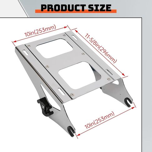 ECOTRIC 2 Two Up Tour Pack Mounting Rack Compatible with Harley Davidson Touring 2014-2024 Road King Street Glide Road Glide Electra Glide Detachable Mount Luggage Rack (Chrome) in Kuwait