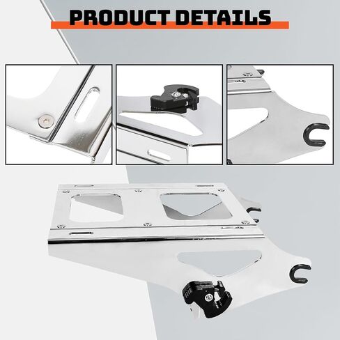 ECOTRIC 2 Two Up Tour Pack Mounting Rack Compatible with Harley Davidson Touring 2014-2024 Road King Street Glide Road Glide Electra Glide Detachable Mount Luggage Rack (Chrome) in Kuwait