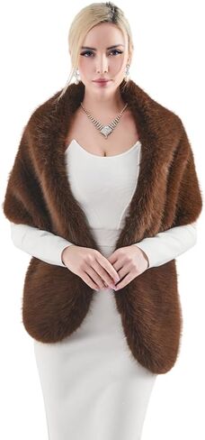 AMTFBY Women's Faux Fur Wrap Cross Shawl For Winter Evening Party Cape in Saudi Arabia