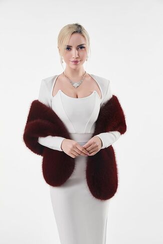 AMTFBY Women's Faux Fur Wrap Cross Shawl For Winter Evening Party Cape in Saudi Arabia