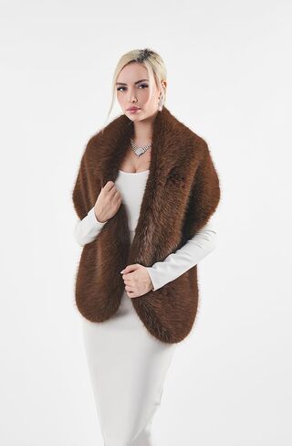 AMTFBY Women's Faux Fur Wrap Cross Shawl For Winter Evening Party Cape in Saudi Arabia