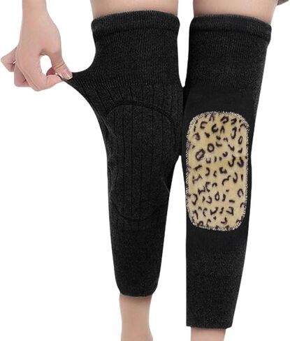 1 Pair Winter Warm Faux Fur Knee Brace Plush Fleece Lined Leg Knee Warmer Kneepad Knee Support Protector for Joint Pain Arthritis Tendonitis Sports in Kuwait