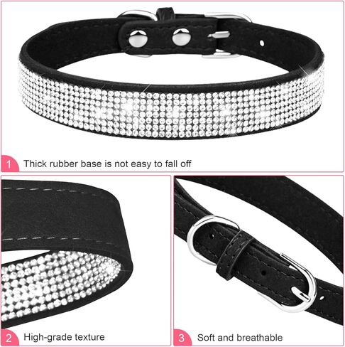 طوق الكلاب ، طوق الكلب من الكلاب بلينغ ، جلود جلدية قابلة للتعديل لترابط الكلاب للقطط الصغيرة المتوسطة كبيرة السلالات الكلاب ، الوردي in Kuwait