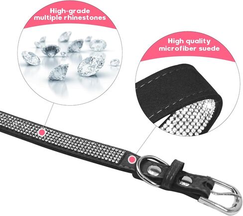 طوق الكلاب ، طوق الكلب من الكلاب بلينغ ، جلود جلدية قابلة للتعديل لترابط الكلاب للقطط الصغيرة المتوسطة كبيرة السلالات الكلاب ، الوردي in Kuwait