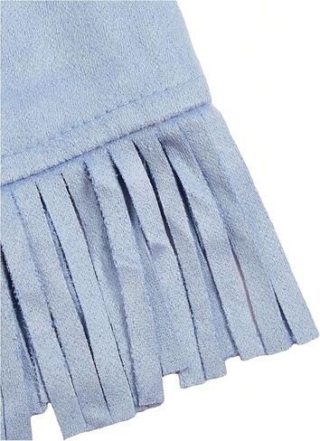 Verdusa Girl's Faux Suede Tassel Vest 70s Hippie Cardigan Cowgirl Fringe Jacket in Kuwait