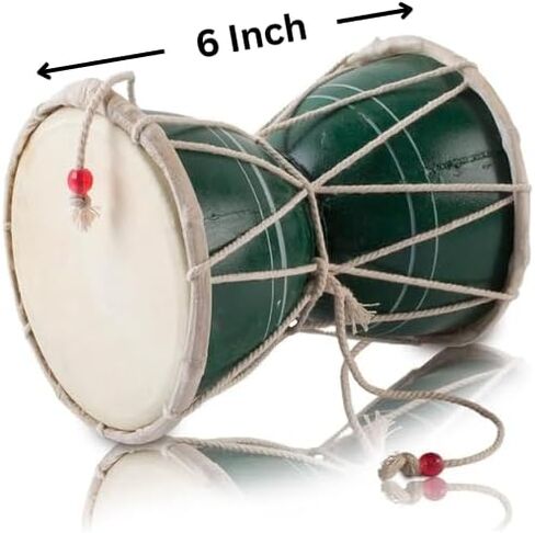 Handmade Wooden & Leather Classical Indian Folk Dumroo Damroo Damaru Hand Drum Set Percussion Decorative Collectible Showpiece World Musical Instruments (Multi) in Kuwait