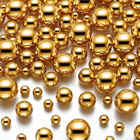 junkin 300 pcs مزهرية الحشو فو فو المزهرية حبات المكياج لا يوجد حفرة اللمعان اللؤلؤة أحجام مختلطة لأحجام مستديرة لحفل الزفاف ، تزيين الطاولة الزمنية عيد ميلاد الحزب ، 8/14/20 مم (الذهب) in Kuwait
