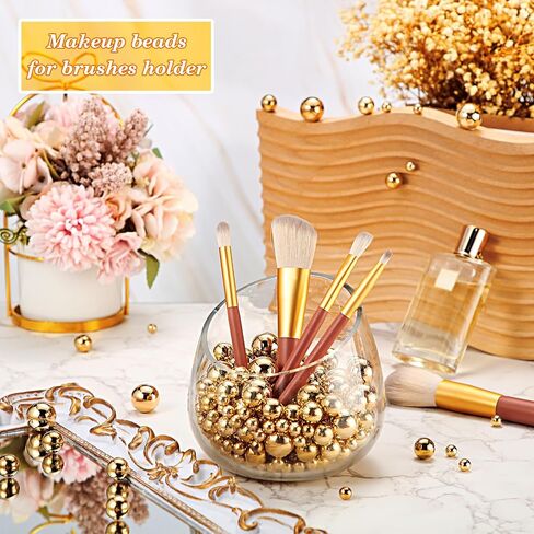 junkin 300 pcs مزهرية الحشو فو فو المزهرية حبات المكياج لا يوجد حفرة اللمعان اللؤلؤة أحجام مختلطة لأحجام مستديرة لحفل الزفاف ، تزيين الطاولة الزمنية عيد ميلاد الحزب ، 8/14/20 مم (الذهب) in Kuwait