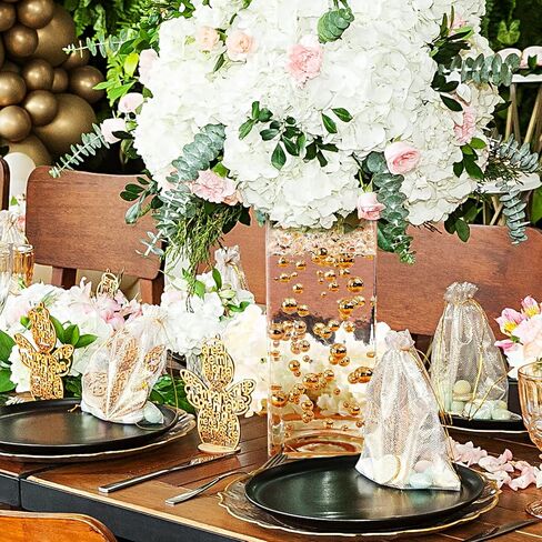 junkin 300 pcs مزهرية الحشو فو فو المزهرية حبات المكياج لا يوجد حفرة اللمعان اللؤلؤة أحجام مختلطة لأحجام مستديرة لحفل الزفاف ، تزيين الطاولة الزمنية عيد ميلاد الحزب ، 8/14/20 مم (الذهب) in Kuwait