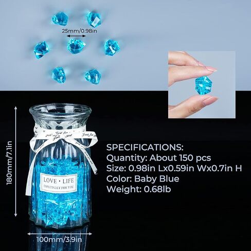 Acrylic Crushed Ice Rocks, Babenest 150 PCS Fake Crystals Plastic Ice Cubes Diamonds Gems for Vase Fillers, Home Decoration, Table Scatter, Event, Wedding, Arts & Crafts (Purple) in Saudi Arabia