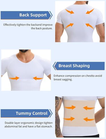 MISS MOLY Compression Shirts For Men Tummy Control Gynomastica Slimming Undershirt V Neck Short Sleeve Shapewear in Saudi Arabia
