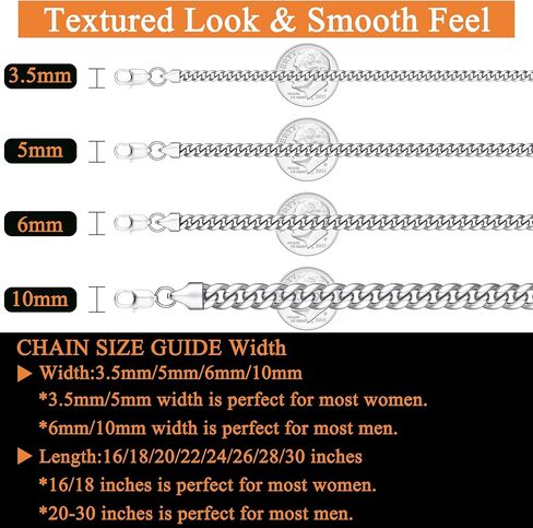LOYALLOOK Italian Diamond Cut Cuban Link Curb Chain Necklace for Men Women Stainless Steel Curb Cuban Link Chains Necklace Hip Hop Chain 16 18 20 22 24 26 28 30 Inch in Kuwait