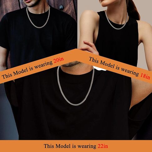 LOYALLOOK Italian Diamond Cut Cuban Link Curb Chain Necklace for Men Women Stainless Steel Curb Cuban Link Chains Necklace Hip Hop Chain 16 18 20 22 24 26 28 30 Inch in Kuwait