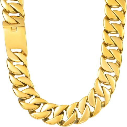 SDA Chunky Gold Chain Necklace - Heavy and Waterproof 316L Surgical Steel with 18K Gold Plating for Modern Men and Women into Hip Hop Fashion in Kuwait