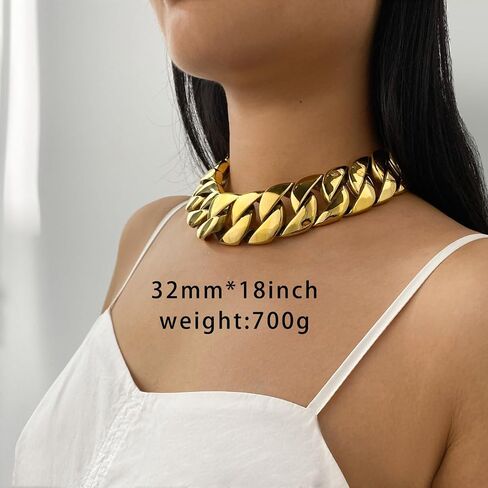 SDA Chunky Gold Chain Necklace - Heavy and Waterproof 316L Surgical Steel with 18K Gold Plating for Modern Men and Women into Hip Hop Fashion in Kuwait