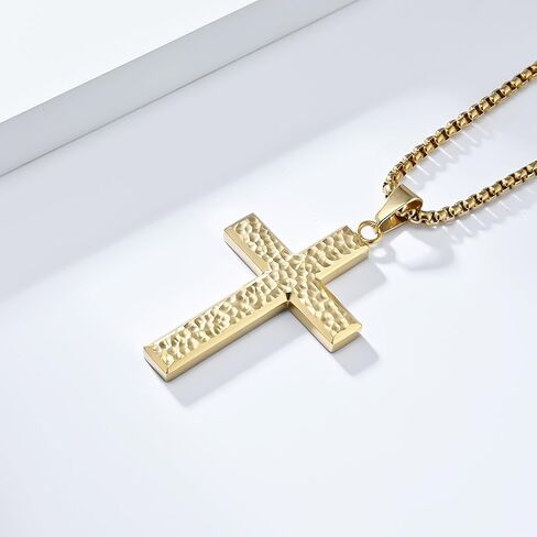 Cross Penadnt Necklace for Men Women, Silver Gold Black Stainless Steel Christian Faith Religious Jewelry in Kuwait