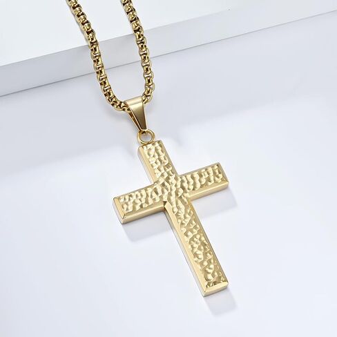 Cross Penadnt Necklace for Men Women, Silver Gold Black Stainless Steel Christian Faith Religious Jewelry in Kuwait