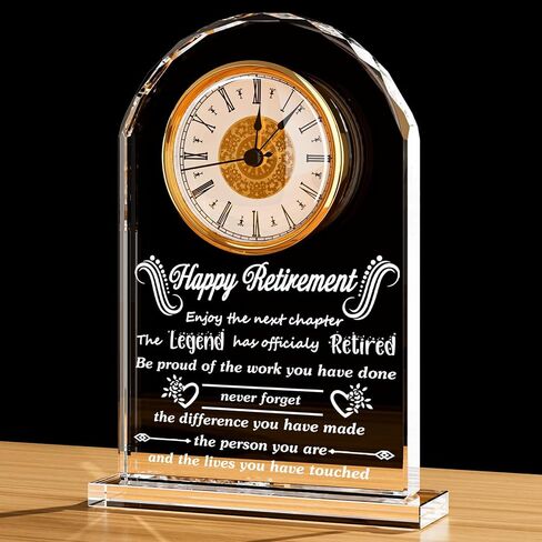 Meaningful Retirement Crystal Clock Gifts for Women Men, Best Happy Retirement Plaque Gifts Going Away Gift Leaving Gifts Congratulations Retired Gifts Farewell Presents Ideas for Boss Teacher in Saudi Arabia