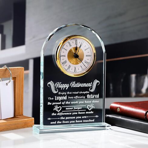 Meaningful Retirement Crystal Clock Gifts for Women Men, Best Happy Retirement Plaque Gifts Going Away Gift Leaving Gifts Congratulations Retired Gifts Farewell Presents Ideas for Boss Teacher in Saudi Arabia