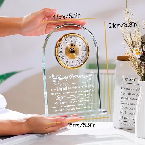 Meaningful Retirement Crystal Clock Gifts for Women Men, Best Happy Retirement Plaque Gifts Going Away Gift Leaving Gifts Congratulations Retired Gifts Farewell Presents Ideas for Boss Teacher in Saudi Arabia