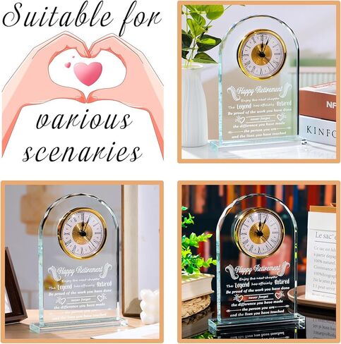 Meaningful Retirement Crystal Clock Gifts for Women Men, Best Happy Retirement Plaque Gifts Going Away Gift Leaving Gifts Congratulations Retired Gifts Farewell Presents Ideas for Boss Teacher in Saudi Arabia