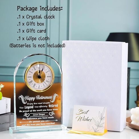 Meaningful Retirement Crystal Clock Gifts for Women Men, Best Happy Retirement Plaque Gifts Going Away Gift Leaving Gifts Congratulations Retired Gifts Farewell Presents Ideas for Boss Teacher in Saudi Arabia