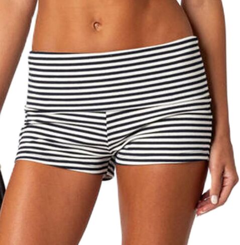 KMBANGI Womens Fold Over Shorts Elastic Waist Y2k Lounge Shorts Foldover Cute Pajama Micro Bottoms Mini Shorts Sleepwear in Saudi Arabia
