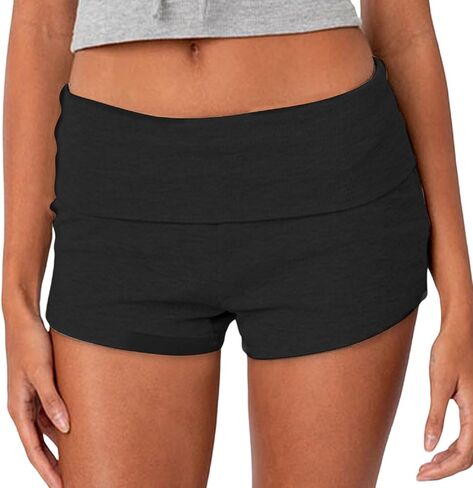 KMBANGI Womens Fold Over Shorts Elastic Waist Y2k Lounge Shorts Foldover Cute Pajama Micro Bottoms Mini Shorts Sleepwear in Saudi Arabia