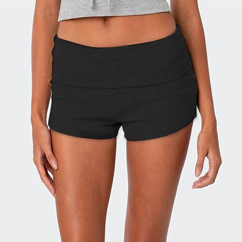 KMBANGI Womens Fold Over Shorts Elastic Waist Y2k Lounge Shorts Foldover Cute Pajama Micro Bottoms Mini Shorts Sleepwear in Saudi Arabia