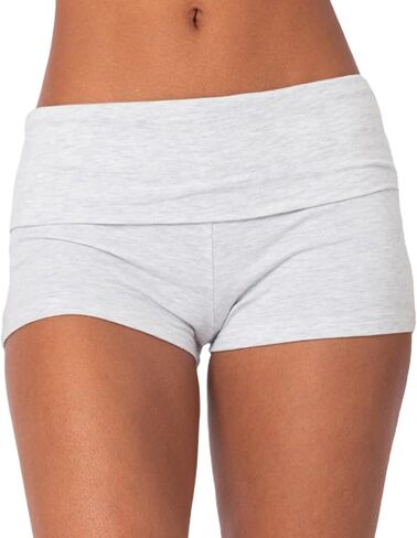 KMBANGI Womens Fold Over Shorts Elastic Waist Y2k Lounge Shorts Foldover Cute Pajama Micro Bottoms Mini Shorts Sleepwear in Saudi Arabia