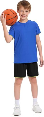 Boys Athletic Shorts Quick Dry Basketball Soccer Running Gym Summer Mesh Sports Shorts for Kids in Kuwait