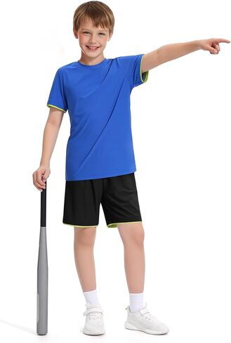 Boys Athletic Shorts Quick Dry Basketball Soccer Running Gym Summer Mesh Sports Shorts for Kids in Kuwait