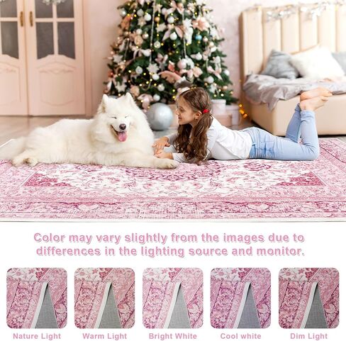 2x3 Bright Pink Area Rug for Entryway, Small Washable Rugs with Non-Slip Backing for Girls Bedroom, Cute Vintage Throw Carpet Kitchen Laundry Front Door Decor in Saudi Arabia
