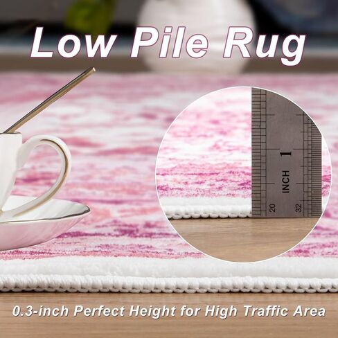 2x3 Bright Pink Area Rug for Entryway, Small Washable Rugs with Non-Slip Backing for Girls Bedroom, Cute Vintage Throw Carpet Kitchen Laundry Front Door Decor in Saudi Arabia