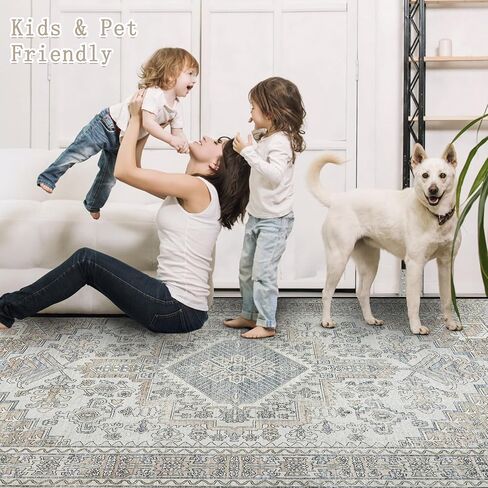 Machine Washable Rugs 8x10 Area Rugs for Living Room,Ultra Soft Low Pile Retro Rugs for Bedroom,Dining Room,Large Non Slip Carpet Vintage Distressed Accent Rug for Farmhouse Office Home Decor in Saudi Arabia