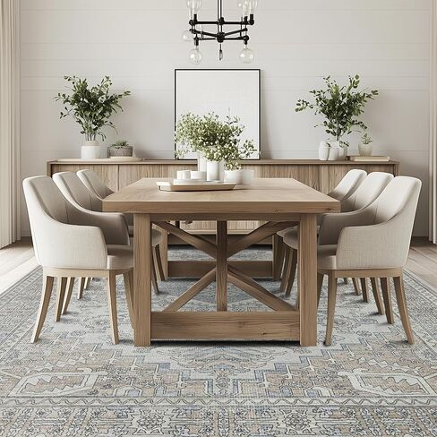Machine Washable Rugs 8x10 Area Rugs for Living Room,Ultra Soft Low Pile Retro Rugs for Bedroom,Dining Room,Large Non Slip Carpet Vintage Distressed Accent Rug for Farmhouse Office Home Decor in Saudi Arabia