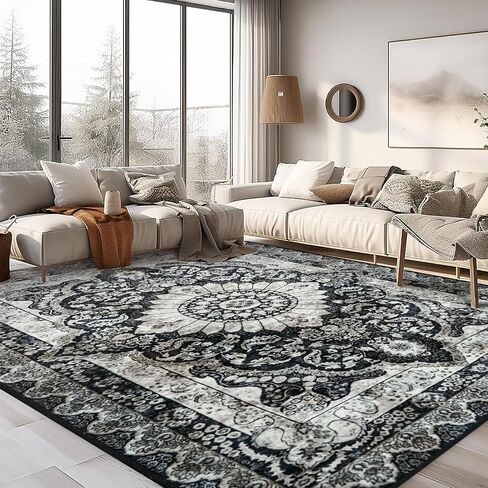 Area Rugs 5x7 Washable Soft Living Room Rug, Vintage Boho Non-Slip/Non-Shedding Print Floor Carpet for Dining Room, Bedroom-Green in Saudi Arabia