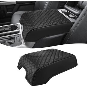 KBH Center Console Armrest Cover for 2015-2020 Ford F150, 2017-2022 F250 F350 F450, 2018-2024 Expedition, Bucket Seat, PU Leather Cushion Thick Pad, Anti-Scratch, Black (Not for Other Years)