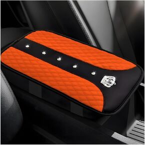 Bling Crown Car Center Console Mats, Anti-Slip and Waterproof Crystal Car Armrest Pad Protector, Universal Rustproof Armrest Decor Cushion for Cars & SUVs, Car Accessories (Pink)