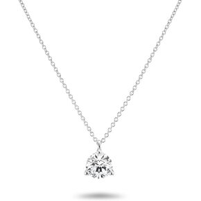 IGI Certified 1 Carat Lab Grown Diamond Round Solitaire Pendant Necklace for Women - 14k White Gold Necklace (I-J, VS1-VS2, 1.00 cttw) - 3-Prong Martini - 18 Inch Chain