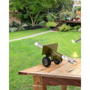 Mini Firecracker Launching Cannon Model, Stainless Steel Mini Cannon Model with Mechanism, Military Model Collection Ornaments, Green