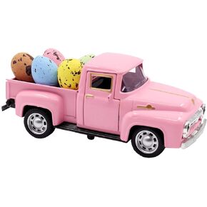 Easter Farm Pickup Truck Decor with Eggs, Mini Vintage Metal Diecast Farmhouse Pickup Happy Spring Farm Tiered Tray Decorations for Home Kitchen Table